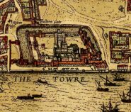 Tower Hill: Enlargement of the Tower of London from the 1572 Braun/Hogenberg map.